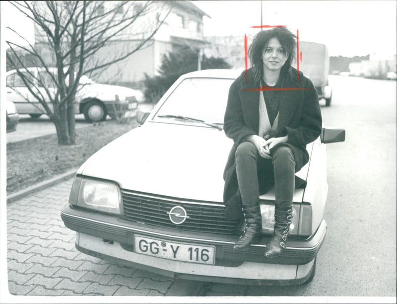 Stefanie Vollmann in front of her car - Vintage Photograph