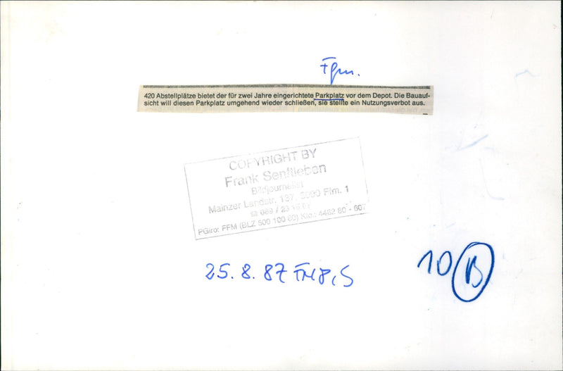 Parking lot in Frankfurt - Vintage Photograph