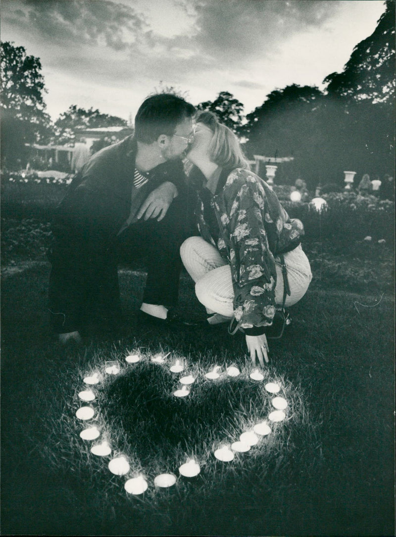 Rose and light festival in the palm garden - Vintage Photograph