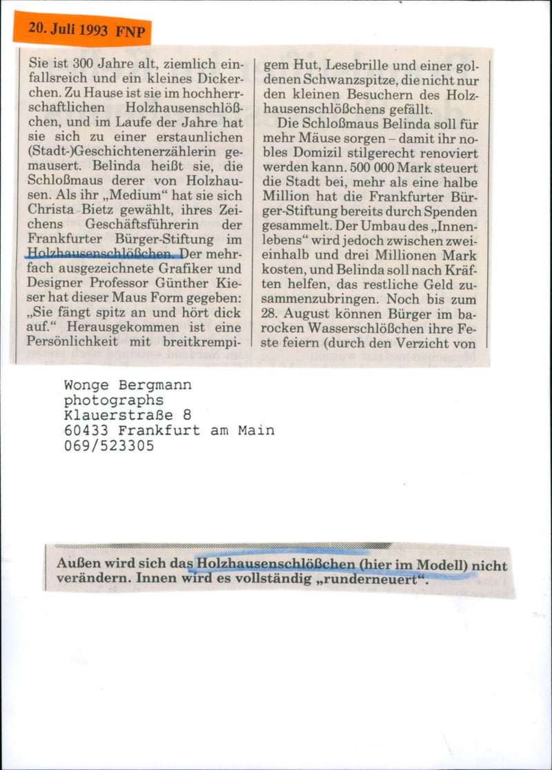 Model of Holzhausenschlößchen - Vintage Photograph