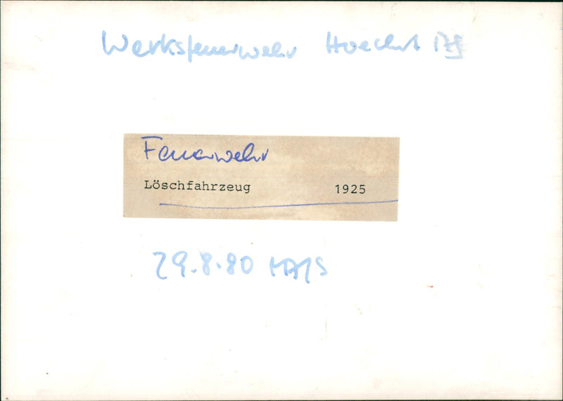 Fire truck - Hoechst AG - Vintage Photograph