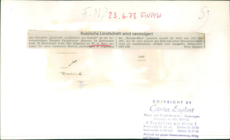 1973 VOERMAN RUSSIAN LANDSCAPE HOPE TO LIE BEER CALLED - Vintage Photograph