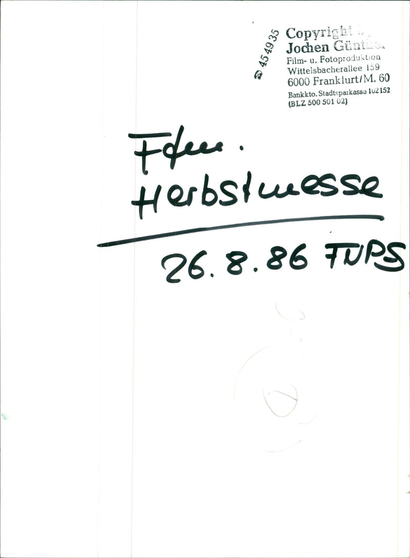 1986 MESSEN HERBSDUESSE HERBSIMESSE TUPS JOCHEN GUNTION FILM AND PRODUCTIO - Vintage Photograph
