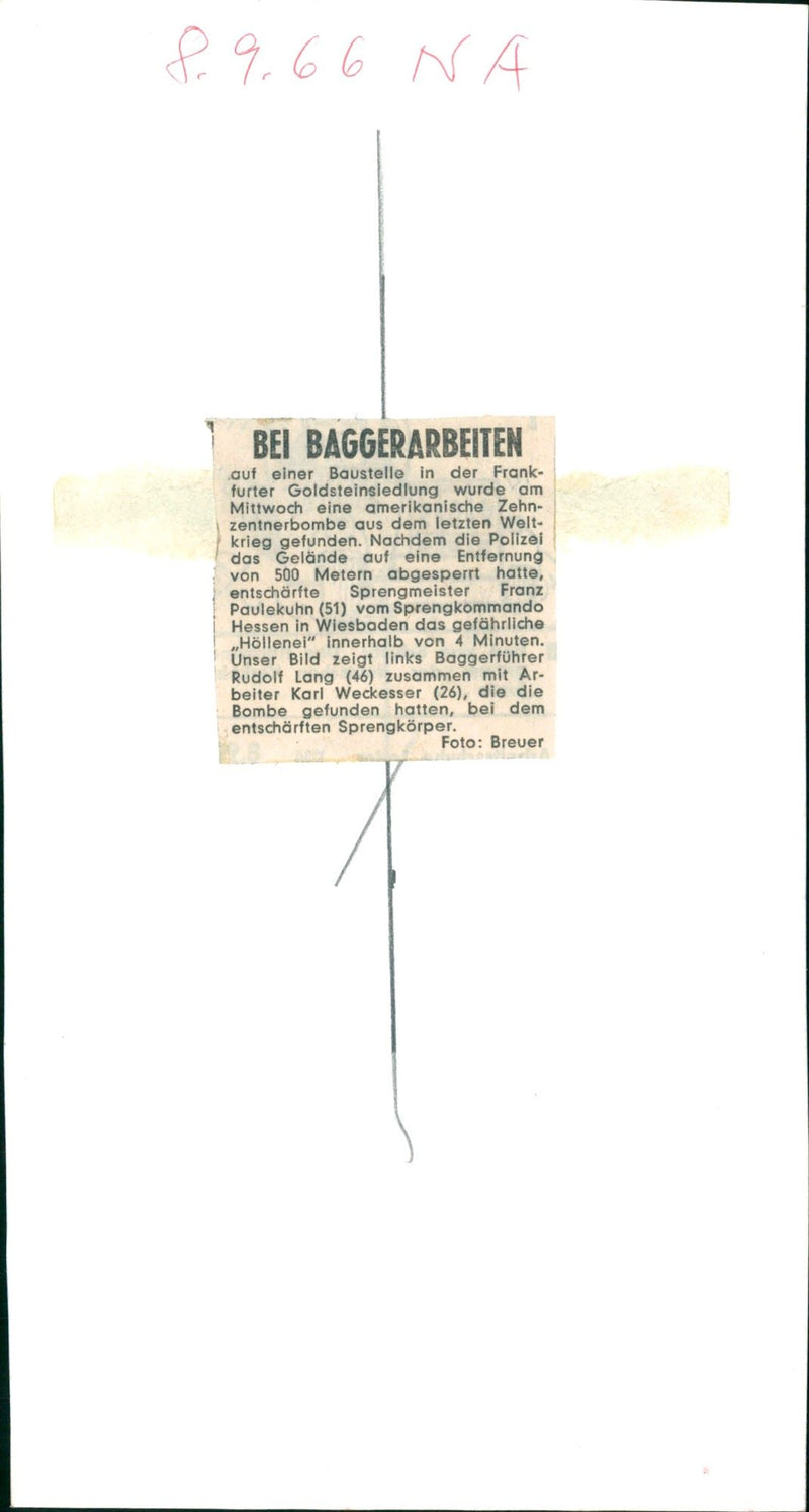 Bomb discovery in Goldstein - Vintage Photograph