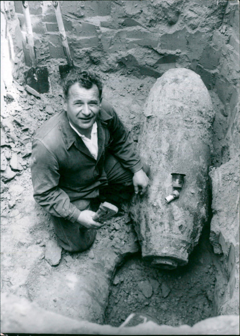 Bomb find - Vintage Photograph