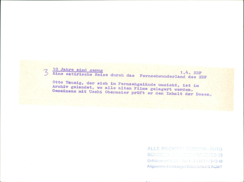 ZDF anniversary show "10 years is enough" - Vintage Photograph