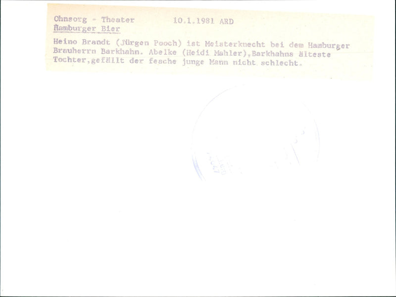 Ohnsorg Theater: Hamburg beer - Vintage Photograph