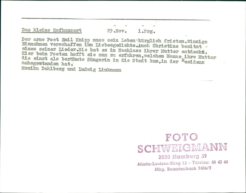 Film "The Little Court Concert" - Vintage Photograph