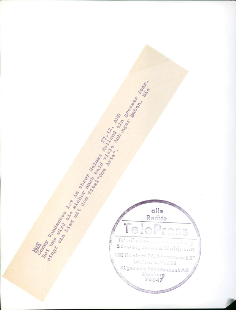 Conny Vandenbos in "MOT (Music On Top)" - Vintage Photograph