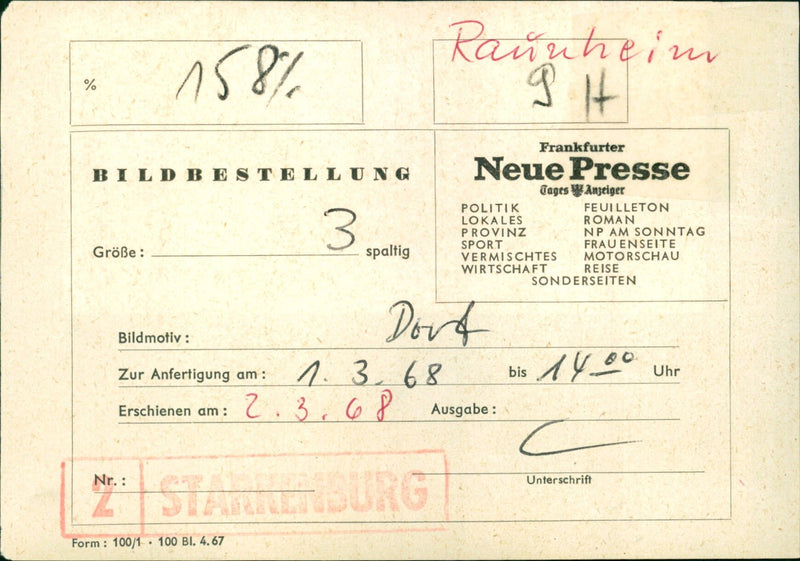 RAUNHEIM GIT FRANKFURTER EST NEW PRESS TAGES ANZEIGER - Vintage Photograph