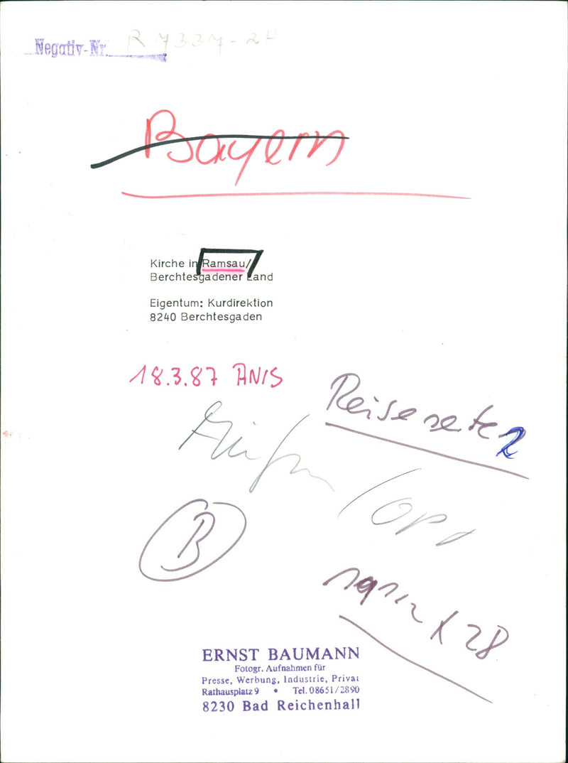 1987 NEGATIVE BAGER CHURCH RAMSAU BERCHTESGADENER LAND PROPERTY KURDIRE - Vintage Photograph