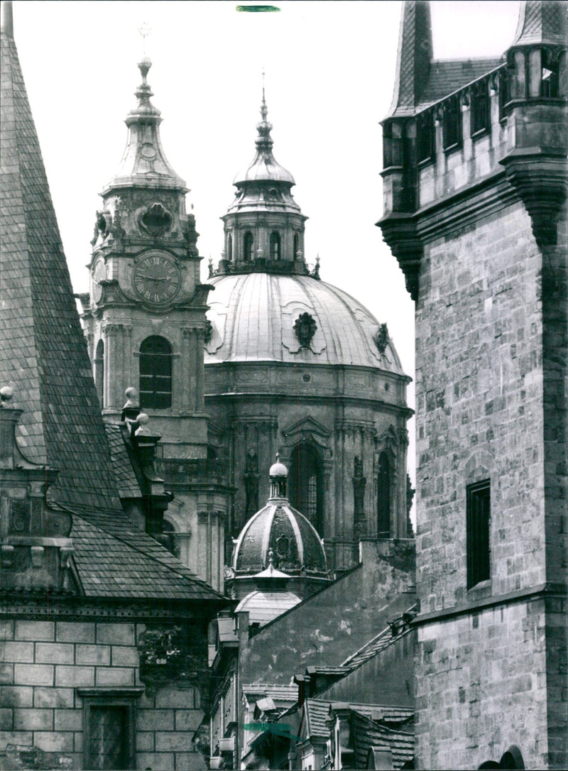 1987 PRAGUE TOWERS COMPLETE CHARLES BRIDGE LESSER SIDE BETWEEN FILM - Vintage Photograph