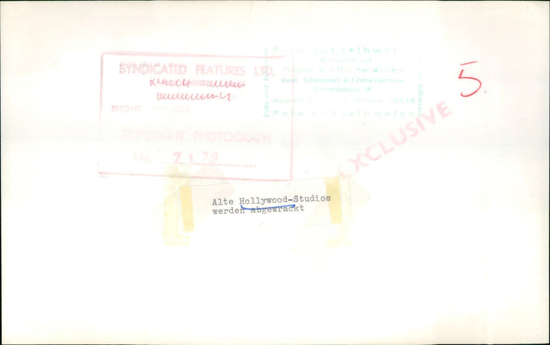 JERSAL FILM OLD HOLLYWOOD STUDIOS ARE BEING SCRAPPED LLYWOOD - Vintage Photograph