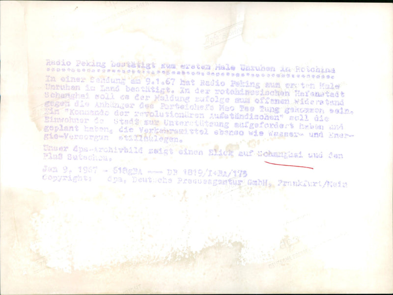 1967 SHANGHAI RADIO REKINS BESTABAGO EXATE PALE USUHO ROSOHIN OINEZ SENDU - Vintage Photograph