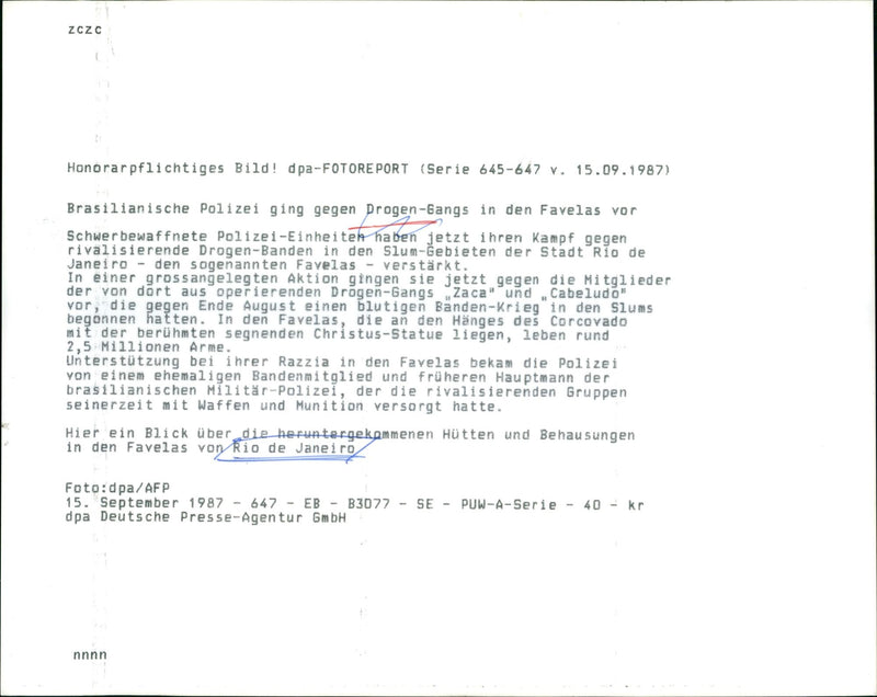 1987 JANEIRO GANGS ZACA AND CABELUDO WHO TOWARDS END GOT BLOODY - Vintage Photograph