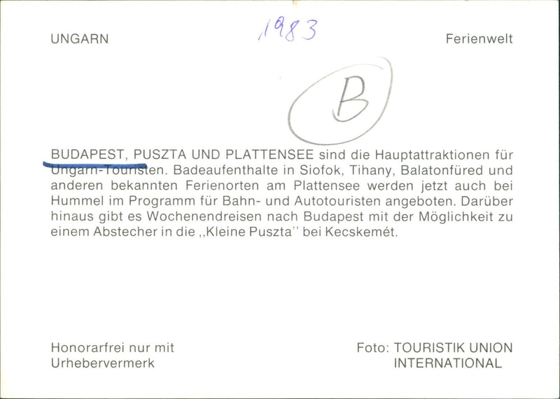 1983 BUDH PEST BATHING STAYS SIOFOK TIHANY BALATONFURED EREN WELL KNOWN HOLID - Vintage Photograph