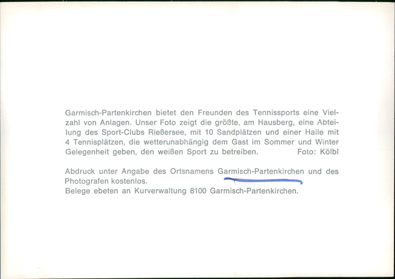 GARMISCH PARTENKIRCHEN OFFERS FRIENDS TENNIS LOT FACILITIES OUR - Vintage Photograph