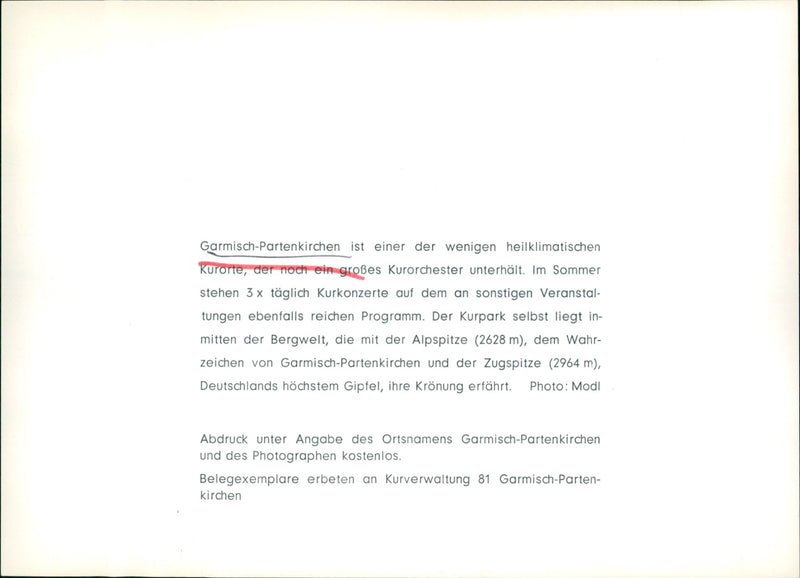 GARMISCH PARTENKIRCHEN FEW HEALTH CLIMATIC SPAS WHICH STILL - Vintage Photograph