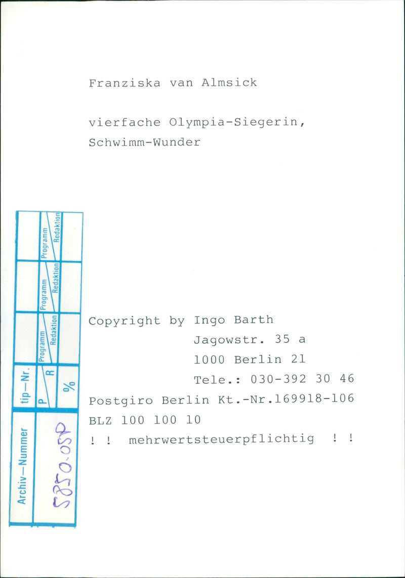 Franziska van Almsick - Vintage Photograph