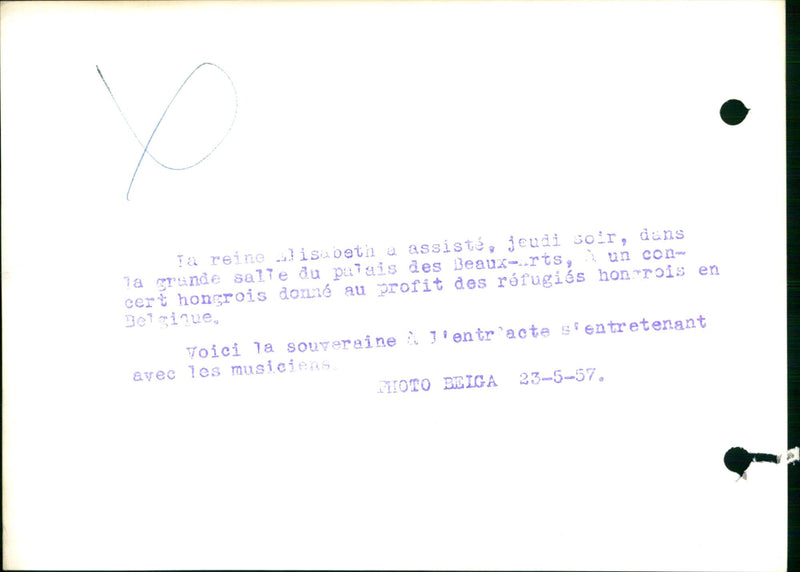 Queen Elisabeth attended a charity concert - Vintage Photograph