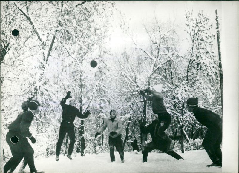 Games in the snow. - Vintage Photograph