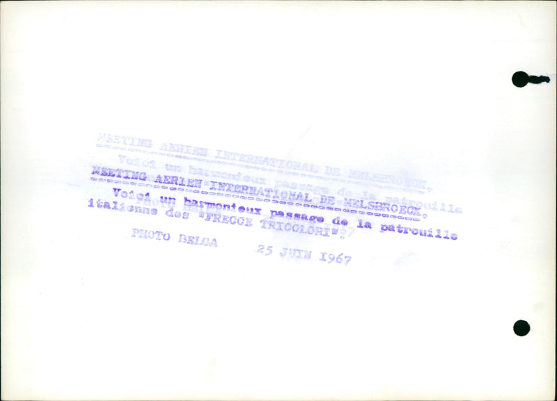 1967 LLEING AERIA BELLA FRECCE BASMONTEUX DOS THOMASIANAL MELSBROECX TRIC POLICE - Vintage Photograph