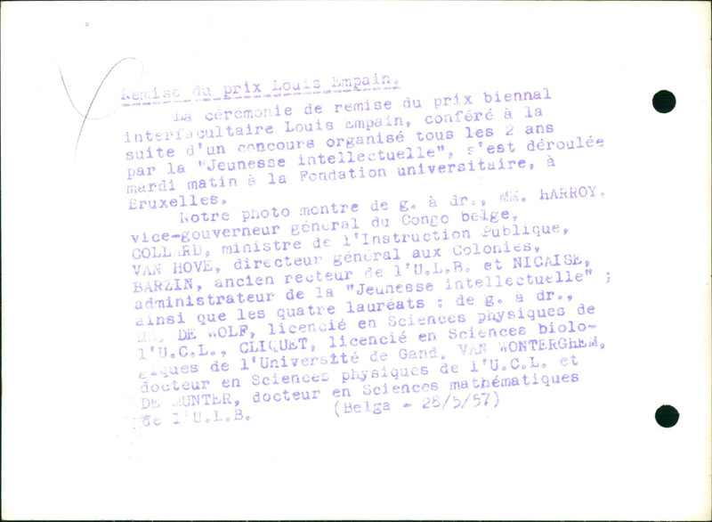 Presentation of the Louis Empain prize - Vintage Photograph