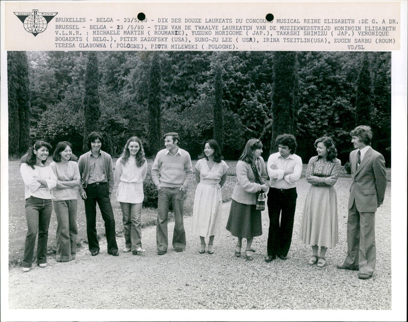 Ten of the twelve laureates of the Queen Elisabeth music competition. - Vintage Photograph