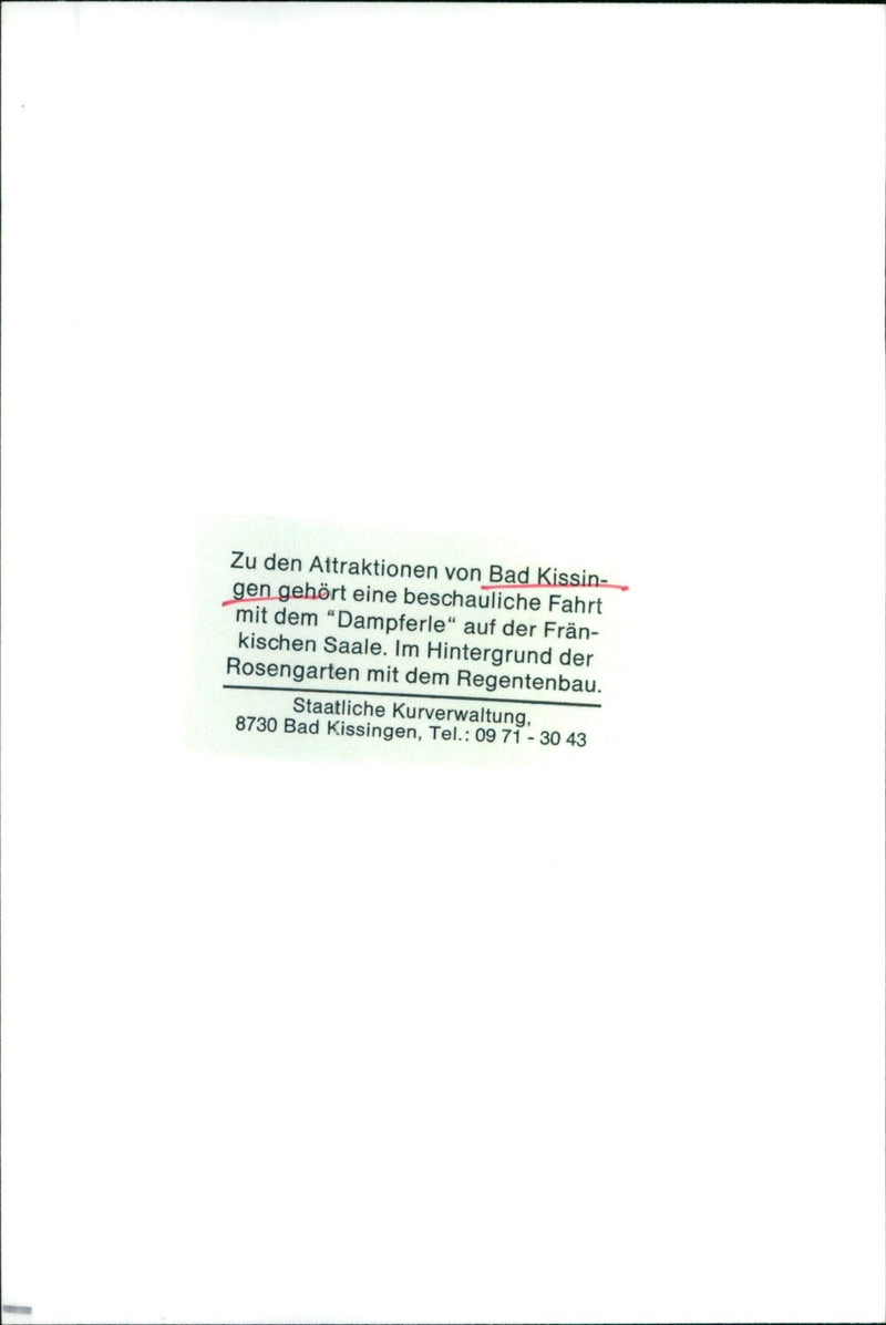 KISSINGS BAD KISSINGEN LOCATED FRANKISCHE SAALE DAMPFERLE - Vintage Photograph