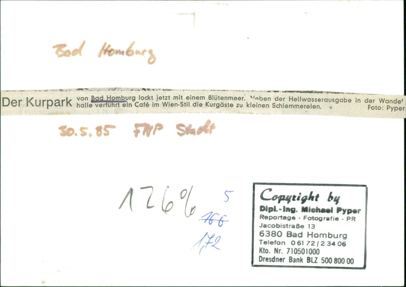 1985 LIES KURP BAD HOMBURG URK NOW ENTICING SEA BLOOD MICHAEL - Vintage Photograph