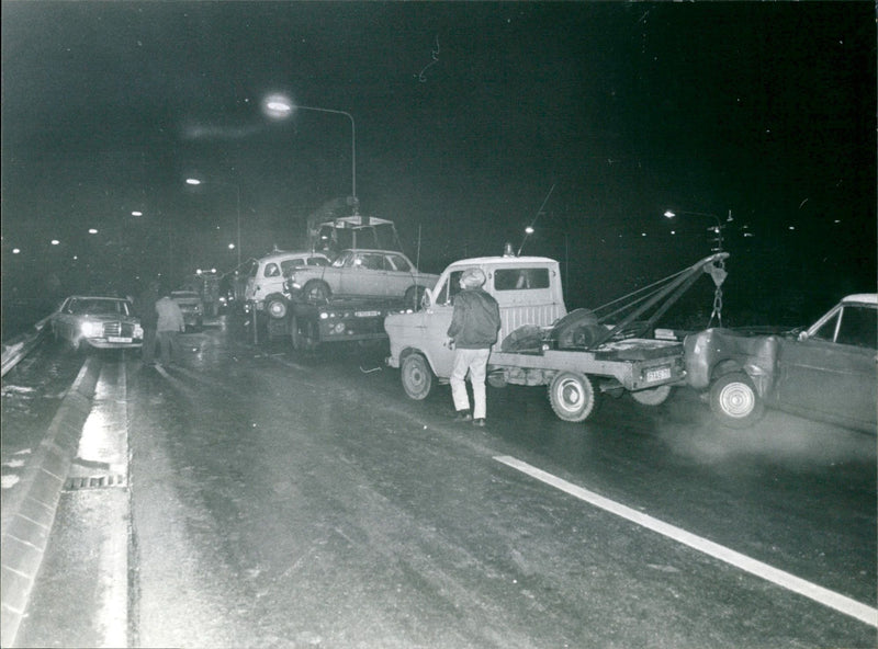 car accident on the highway - Vintage Photograph