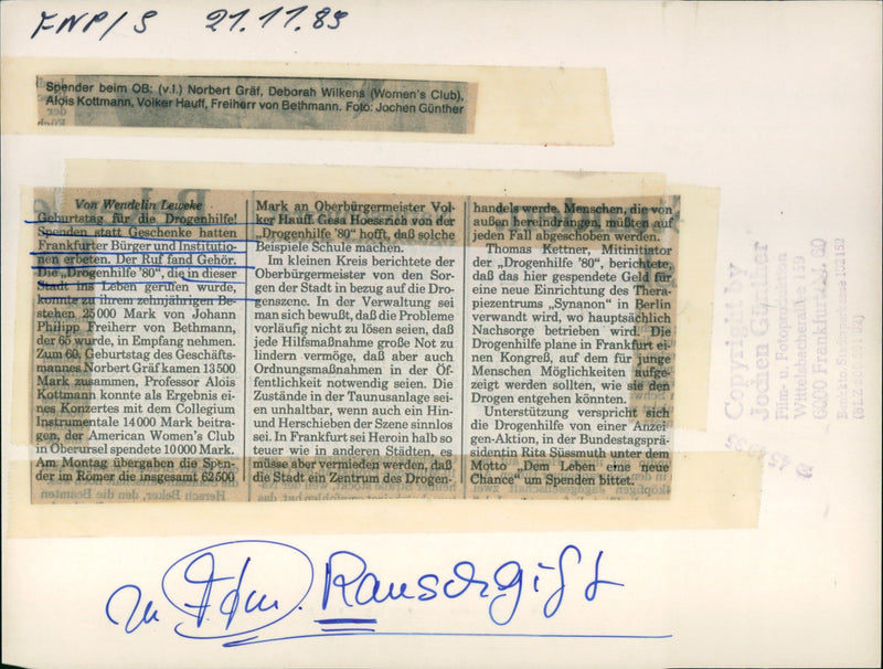 GIFT FRANKF SYNANO EXTRO DRUG HELP GRAF FILM AMERICAN - Vintage Photograph