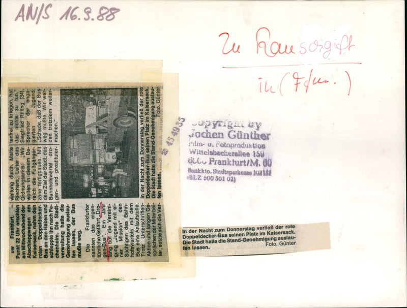 1988 GIFT SYNANO HELP EXTRO FRANKFURTERS CALLED OWN FILM - Vintage Photograph
