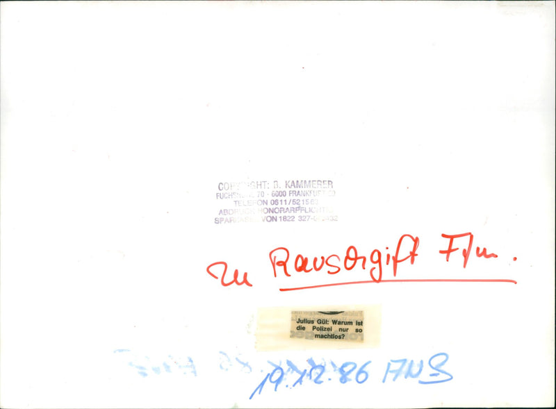 GIFT FRANKFURT STRAEN FILM BASED BOOK SAME - Vintage Photograph