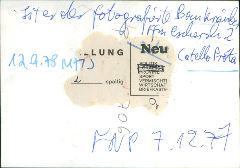 1977 KRIM BANK MONEY LAUNDERING SPARKASSE ESCHERSHEIMER LANDSTR FILMED AUTOW ZAM - Vintage Photograph
