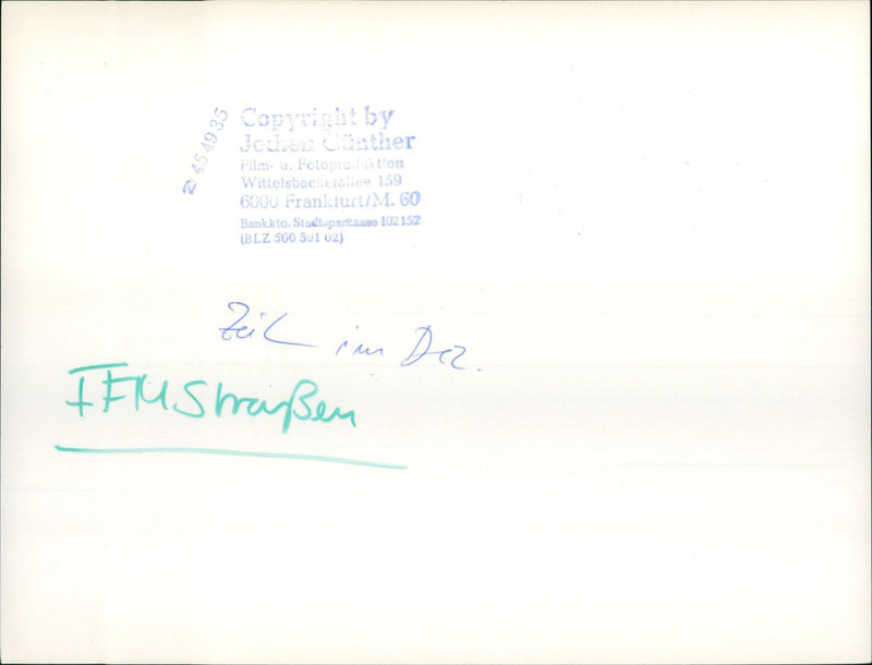 DEUKWALE DAVID JOCHEN CATER FILM FOTOPROTION WITTELSBACHERALLEE FRANKFUR - Vintage Photograph