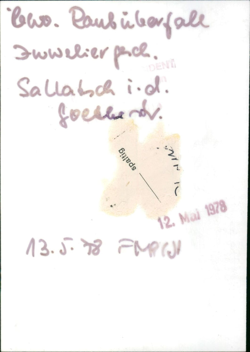 1978 CRIMEA RAUB JUWE LENROUBO JEWELLER PUSCHNER MURDER BELO ROBBERY IWWELIER - Vintage Photograph