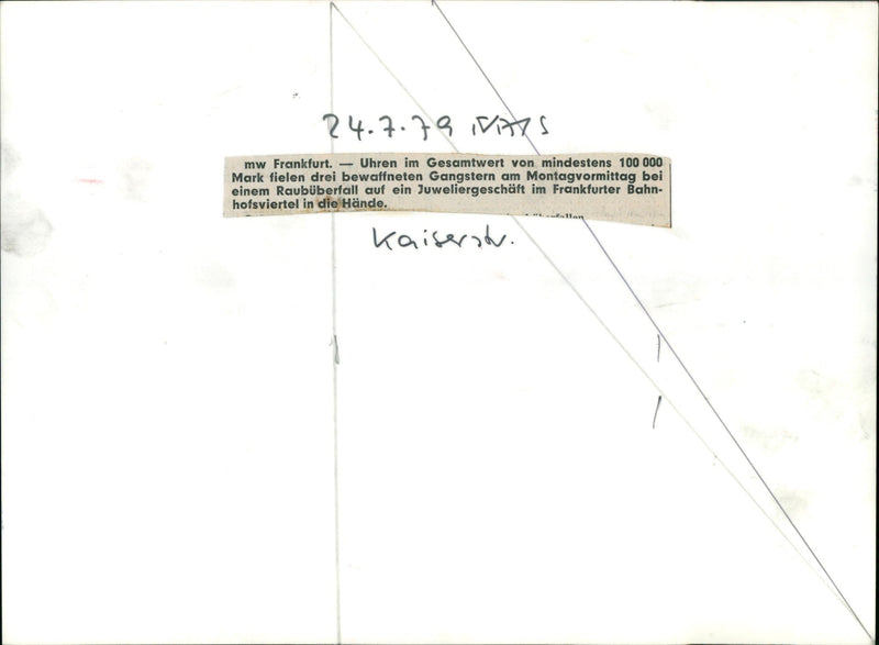 1979 CRIMEA RAUB JUWE LENROUBO JEWELLER PUSCHNER MURDER WATCHES UNIVERSAL - Vintage Photograph