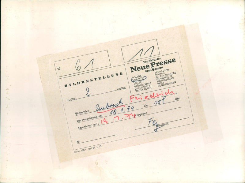 1974 CRIMEA RAUB JUWE LENROUBO JEWELLER PUSCHNER MURDER FRANKFURTER NEW PRESS - Vintage Photograph