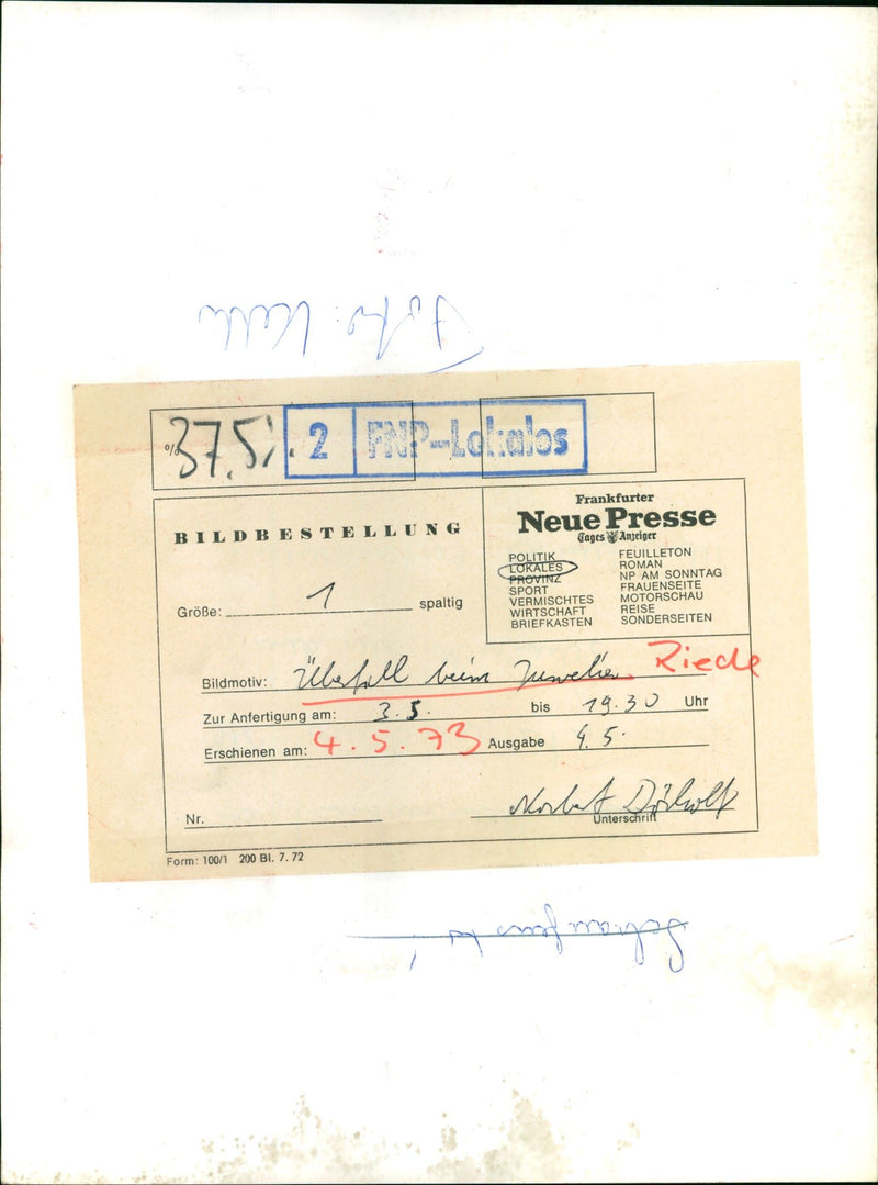 1973 CRIMEA RAUB MURDER JUWE LENROUBO VIZ JEWELLER PUSCHNER FFM VERLAG - Vintage Photograph