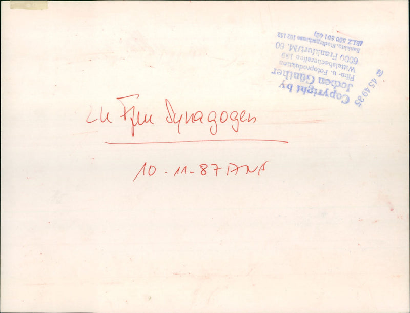 SYNAGOGUES FILM PHOTO PRODUCTION WITTELSBACHERALLEE FRANKFURT BANKETO STA - Vintage Photograph