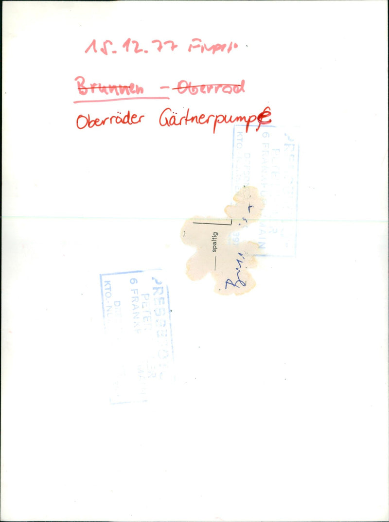 FOUNTAIN OBERRADER BRUNOREN OBERRAD OBERRODER GARTNER PUMP FISSILE KTON - Vintage Photograph