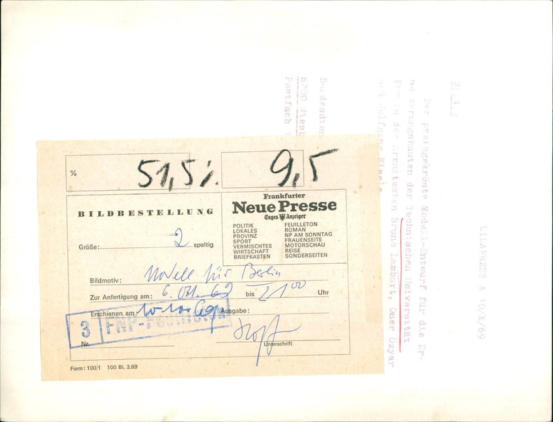 1969 BERLIN UNIVERSITAT TECHNICAL POETFACH VIESTI DESDIER FRANKFURTE - Vintage Photograph
