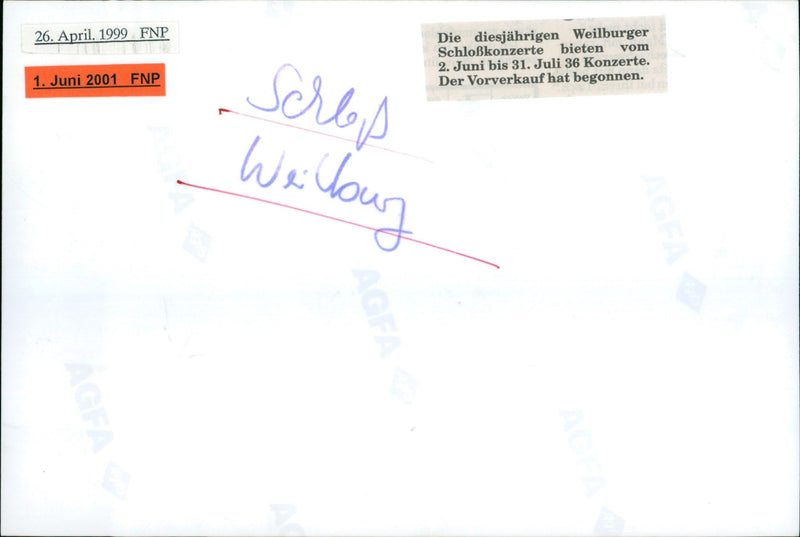 1999 WEILBURG FNP THE ANNUAL WEILBURG CHOCOLATE CONCERTS OFFER - Vintage Photograph