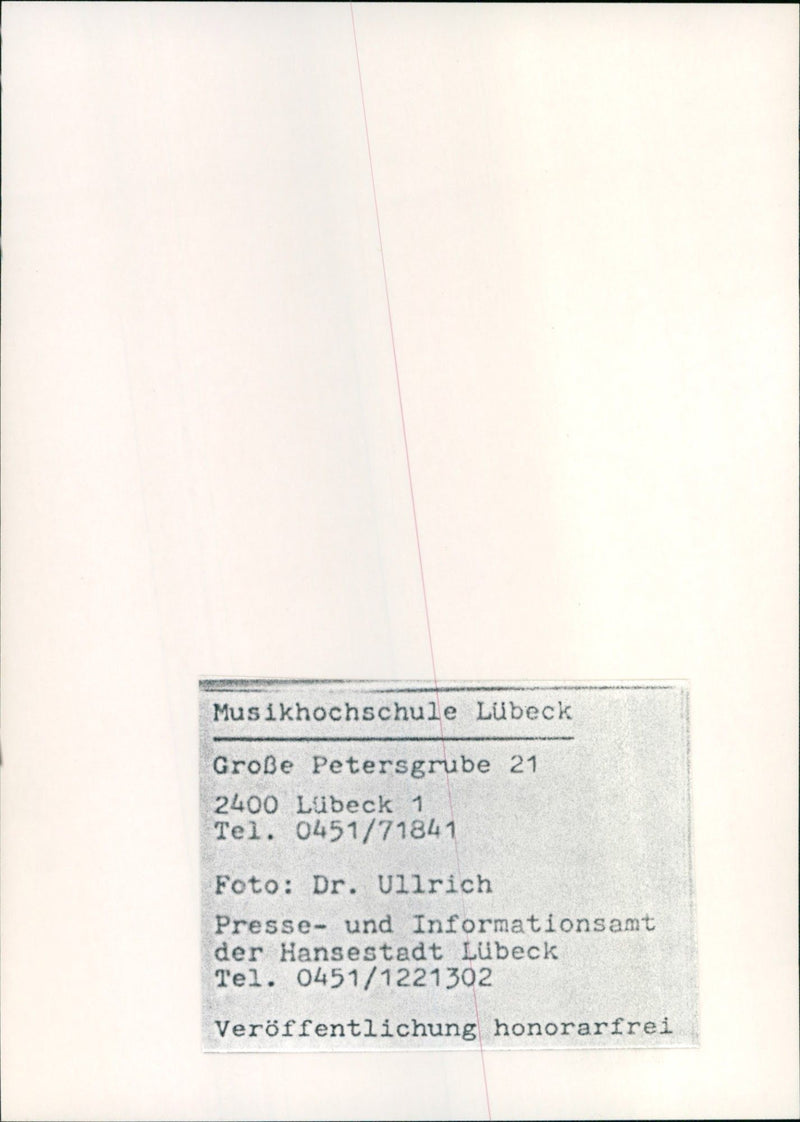 LUBECK UNIVERSITY MUSIC GROE PETERSGRUBE TEL ULLRICH PRE - Vintage Photograph