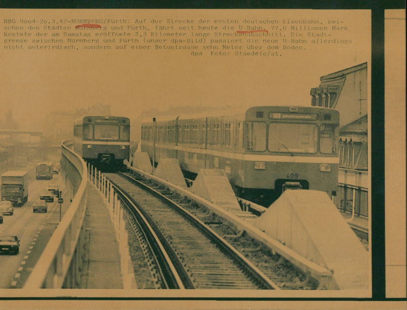 1982 NURNBERG BAHN MILLION MARK SATURDAY OPENED KILOMETERS LONG - Vintage Photograph