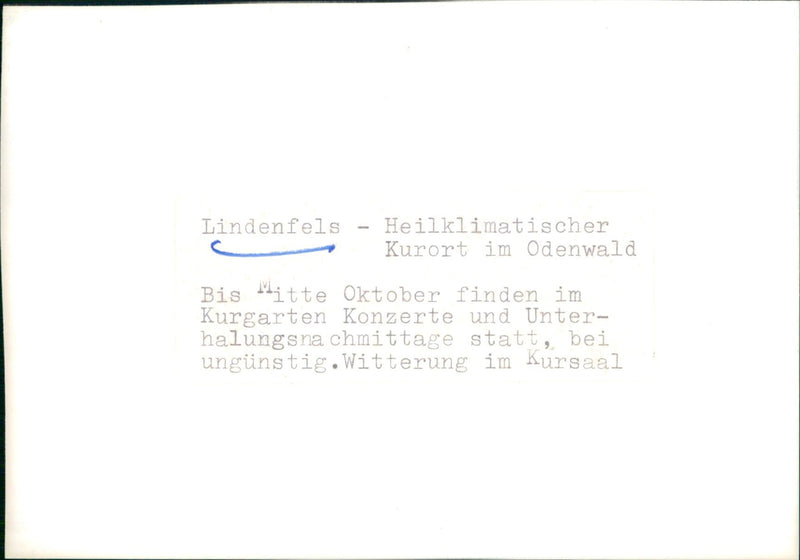 LINDENFELS THERMAL CLIMATE SPA ODENWALD UNTIL MID CONCERTS - Vintage Photograph