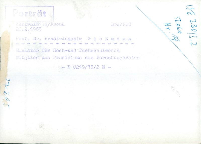 Prof. Dr. Ernst-Joachim Giessmann - Vintage Photograph