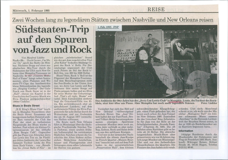 1995 MEMPHIS ROCK ROLL NEXT LINDA MUSIC JAZZ FRENCH - Vintage Photograph