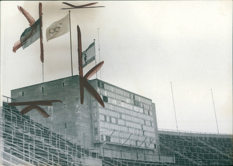 Flags in the West Berlin Olympic Stadium - Vintage Photograph